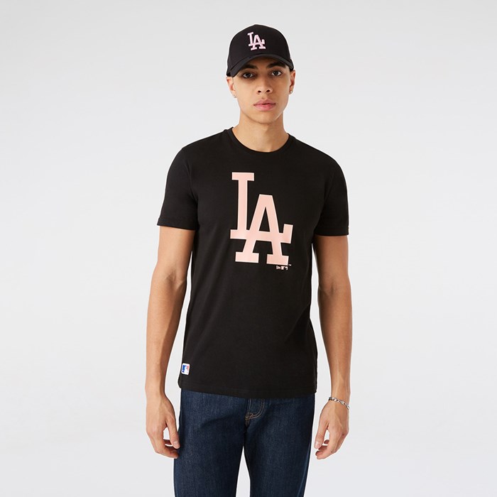LA Dodgers Team Logo Miesten T-paita Mustat - New Era Vaatteet Halpa hinta FI-892634
